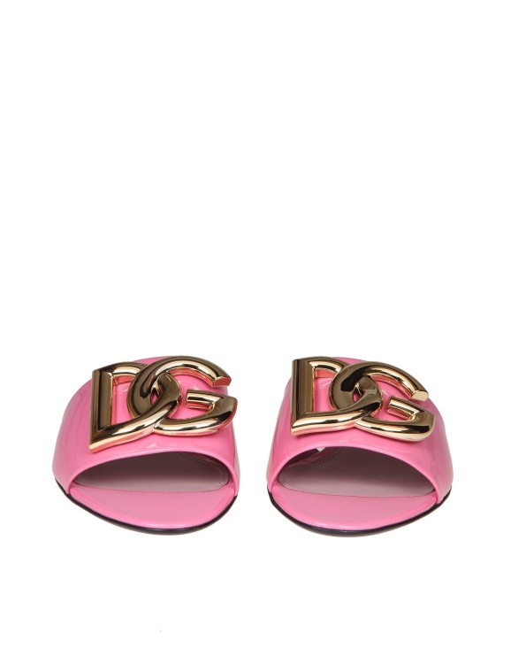 Shop Dolce & Gabbana Pink Slide In Patent Leather With Logo