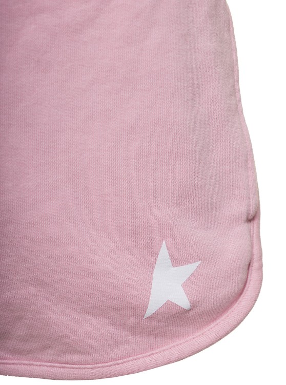 Shop Golden Goose Pink Shorts With Contrasting Logo Print In Cotton In Purple