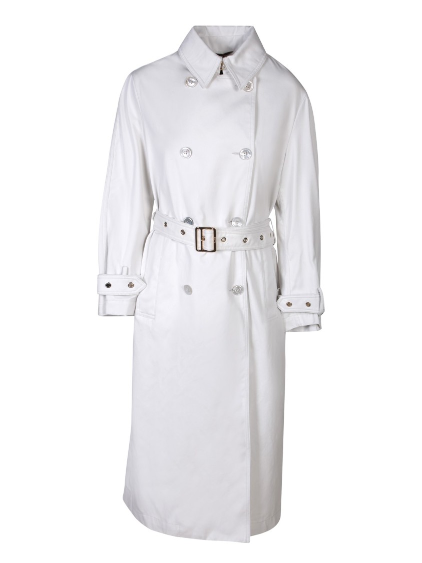 Moorer Double-breasted Trench Coat In White