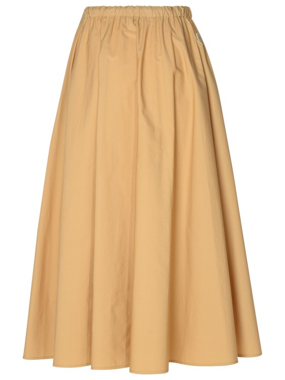 Shop Moncler Beige Cotton Skirt In Yellow
