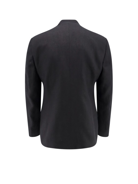 Shop Lardini Double-breasted Linen Jacket In Black