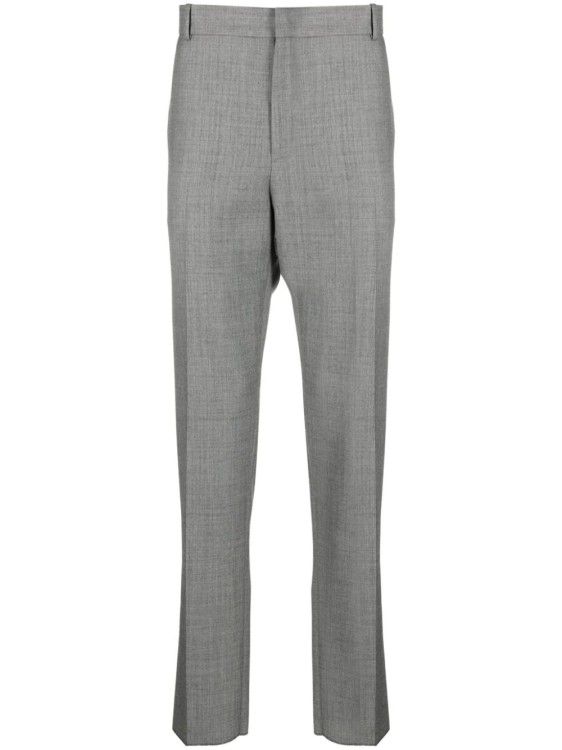 Alexander Mcqueen Men's Wool Sharkskin Cigarette Pants In Grey