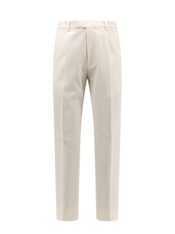 Shop Zegna Cotton And Wool Blend Trouser In Neutrals