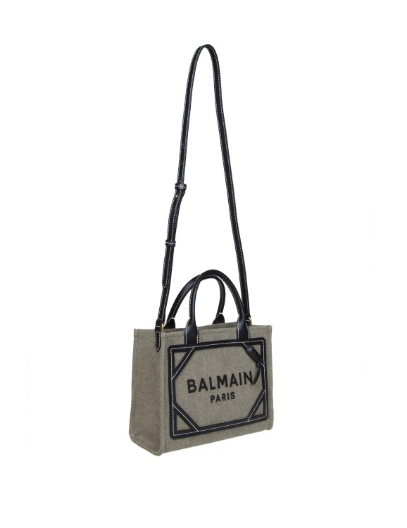 Shop Balmain B-army Shopper Bag In Canvas With Logo In Neutrals