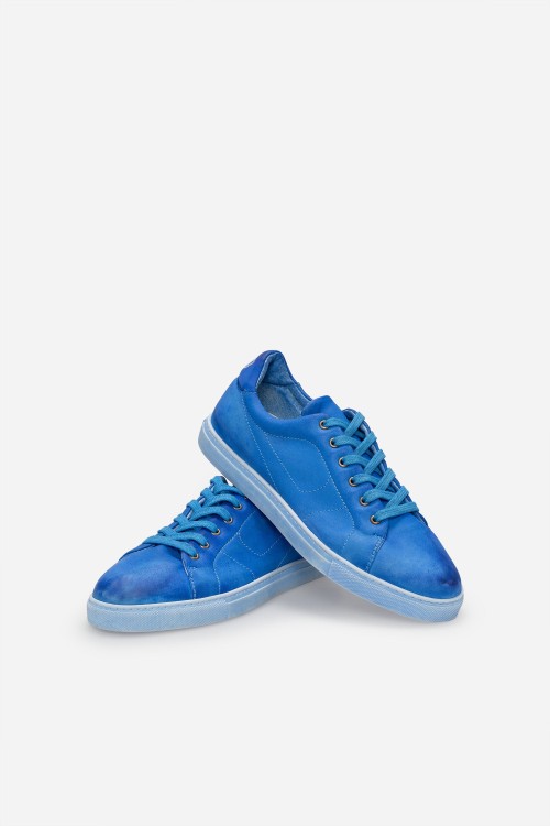 Shop Pantofola D'oro Blue Buffalo Leather Sneakers