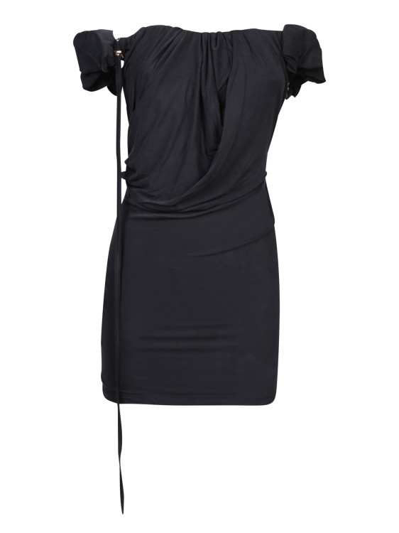 Jacquemus Asymmetric Draped Mini Dress In Black