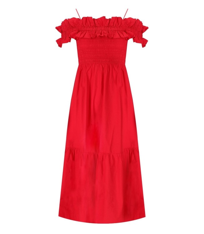 Shop Ganni Red Smock Dress