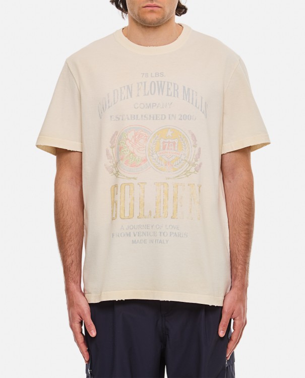 Shop Golden Goose Cotton T-shirt In Neutrals