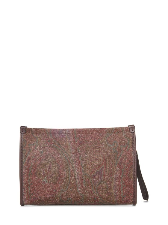 Shop Etro Paisley Jacquard Fabric Clutch Bag In Brown