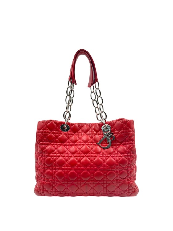 Shop Dior Shopper Soft Cannage Strawberry In Red