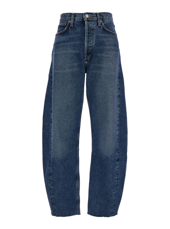 Agolde Luna High Rise Curved Taper Jeans In Split In Blue