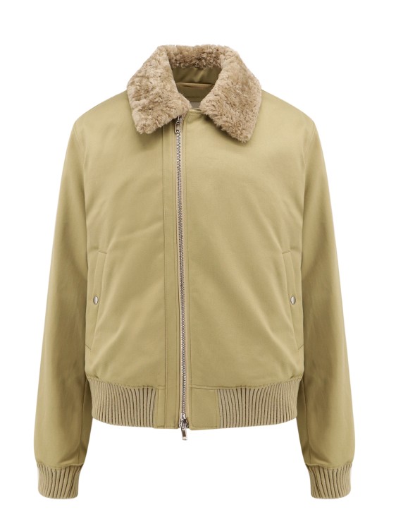 Shop Burberry Cotton Padded Jacket With Shearling Collar In Brown