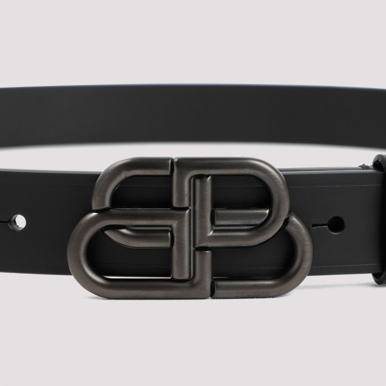 Balenciaga Logo Monogram Leather Belt In Black