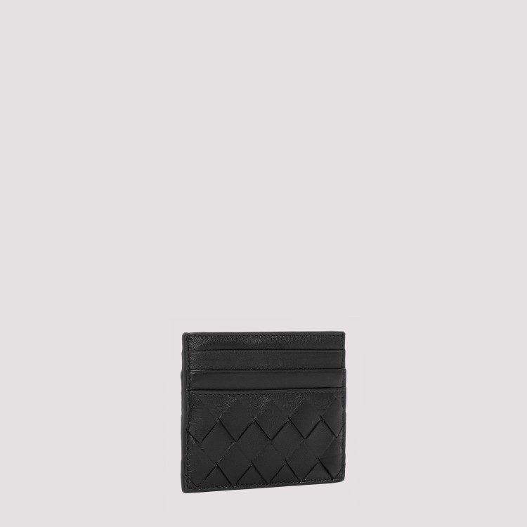 Bottega Veneta Black Card-holder With Intreccio Motif In Leather Woman In Black