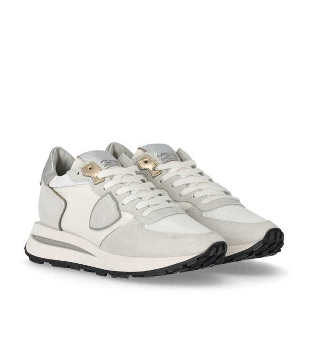 Shop Philippe Model Tropez Haute Low White Sneaker In Grey