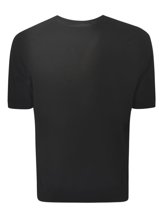 Shop Tagliatore Black Cotton Knitted Short Sleeves
