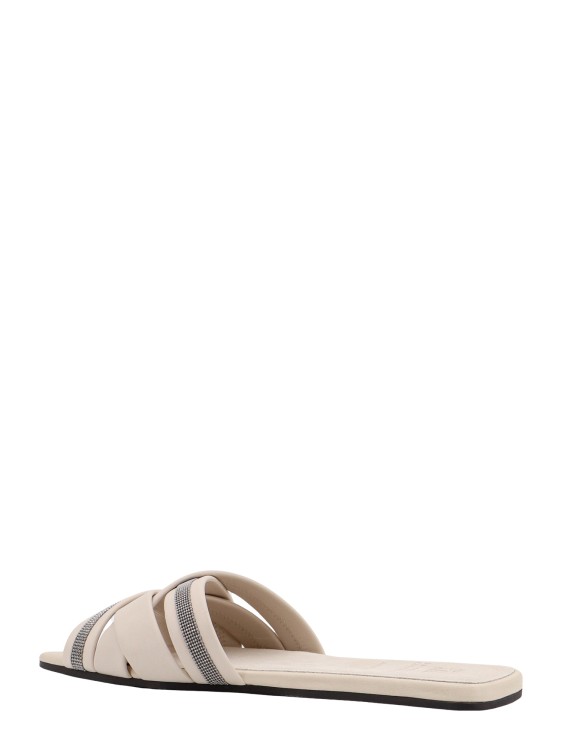 Shop Brunello Cucinelli Leather Sandals With Iconic Jewel Application In White