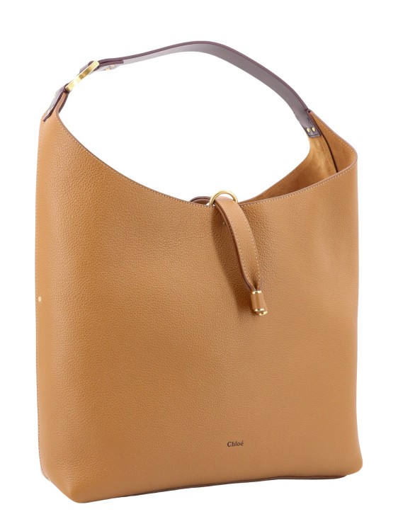 Shop Chloé Leather Shoulder Bag Wih Iconic Metal Detail In Brown