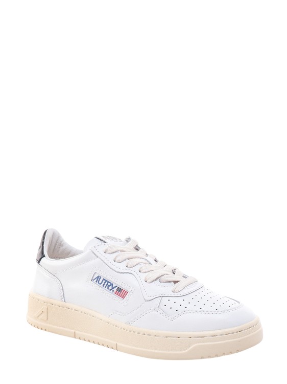 Shop Autry Leather Sneakers With Back Contrasting Patch In White