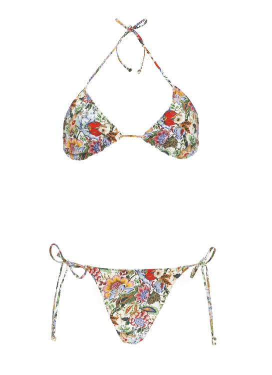 Shop Etro Bikini With Boquet Print In Multicolor