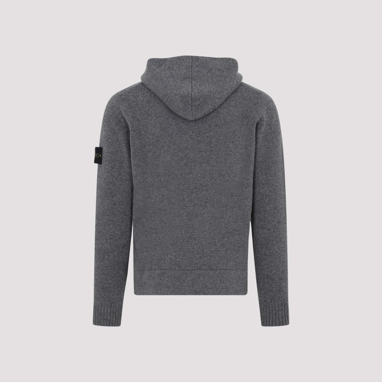 Shop Stone Island Melange Dark Grey Wool Sweater