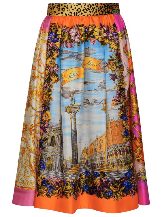 Shop Moschino Multicolor Silk Skirt