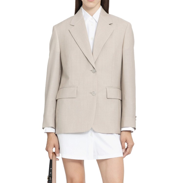 Shop Prada Wool Blazer Jacket In Grey