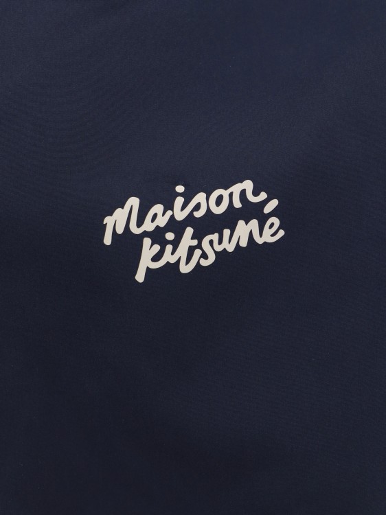 Shop Maison Kitsuné Nylon Jacket With Logo Print In Blue