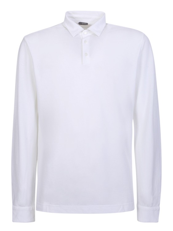 Shop Zanone Long-sleeved White Polo Shirt