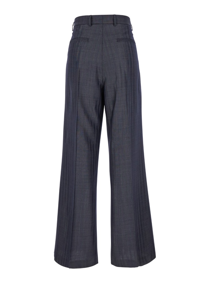 Shop Etro Grey Wide Pants With Concealed Closure In Wool Blend In Black