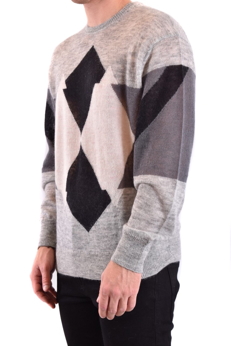 Neil Barrett Argyle Check-pattern Jumper In Grey
