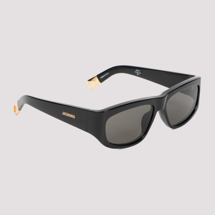 Shop Jacquemus Black Pilota Sunglasses