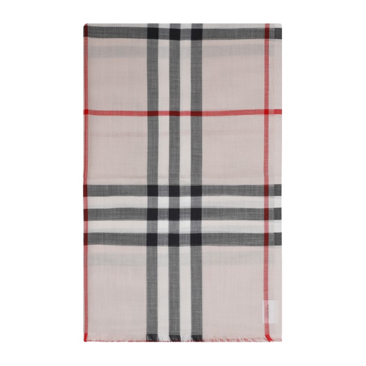 Shop Burberry Stone Check Wool And Silk Check Scarf In Neutrals