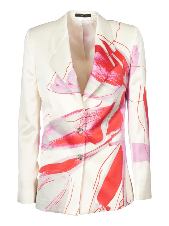 Shop Paul Smith Cream Colored Jacket With Multicolor Print In Neutrals