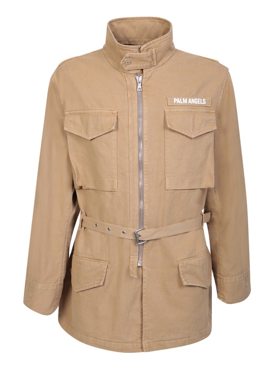 Shop Palm Angels Beige Cotton Sporty Jacket In Brown