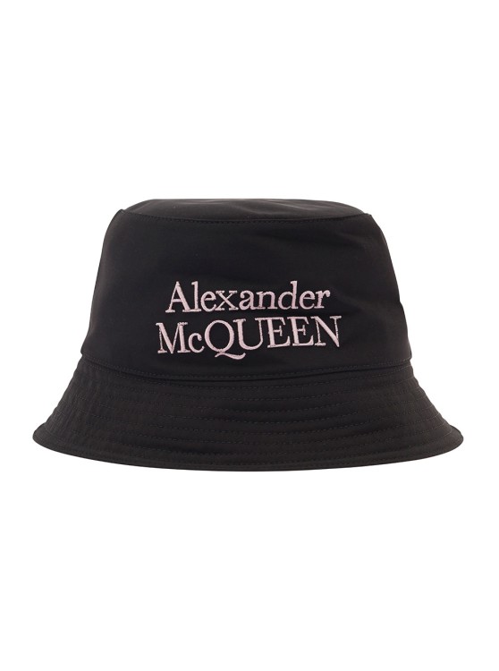 Alexander Mcqueen Black And White Reversible Bucket Hat With Logo Embroidery In Polyamide