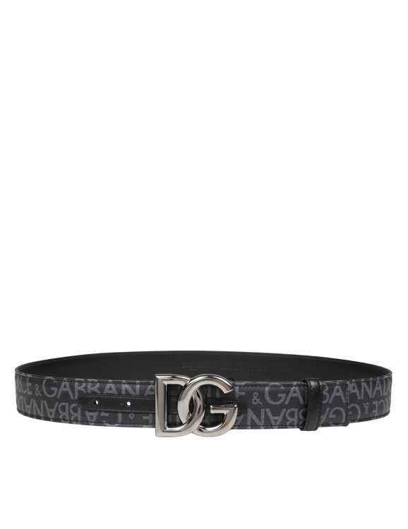Shop Dolce & Gabbana Jacquard Fabric Belt With Metal Dg Buckle In Black