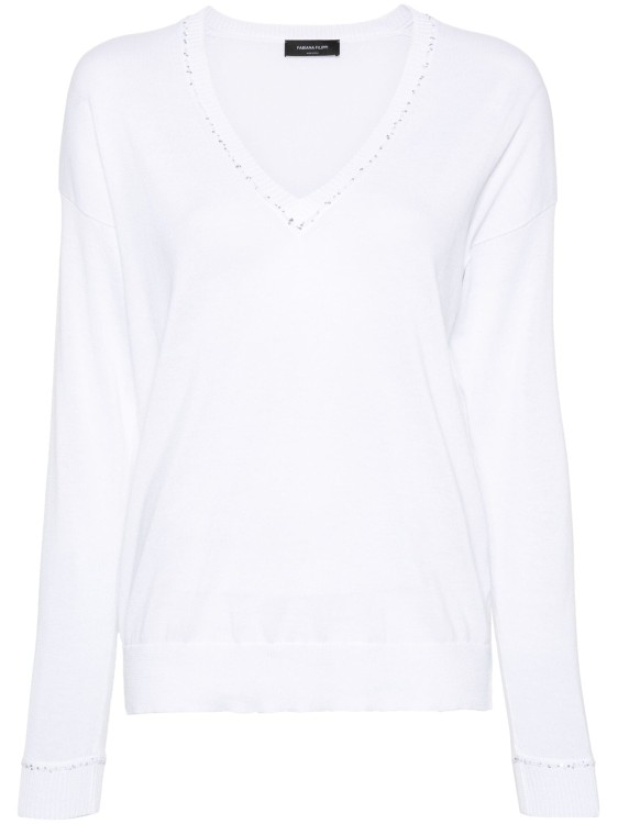 Shop Fabiana Filippi White Sequin-detail Sweater