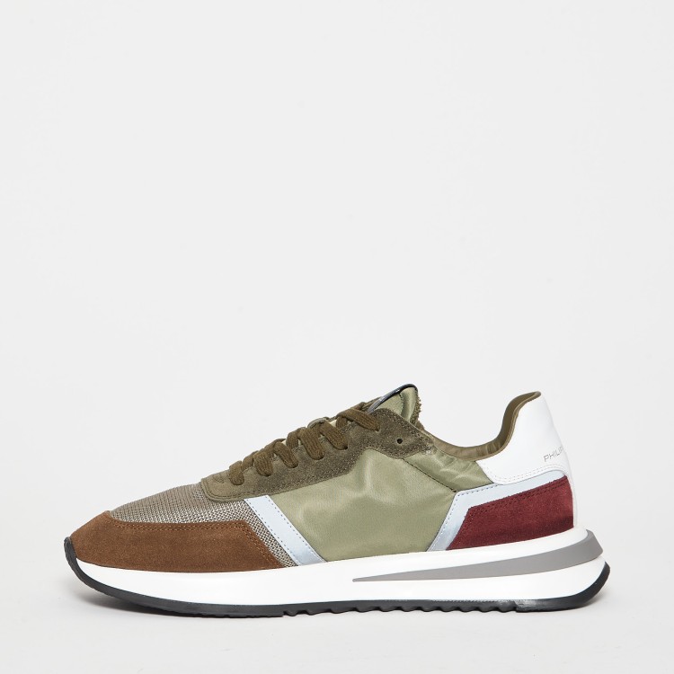 Philippe Model Tropez 2.1 Sneakers In Green Suede And Fabric In Brown