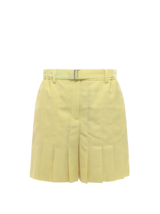 Sacai Pleated Wide-leg Tailored Shorts In Neutrals