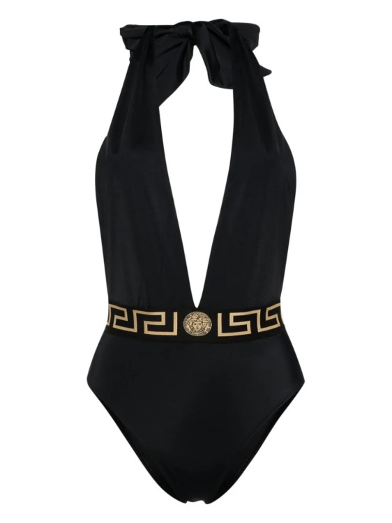 Shop Versace Black Greca Border Swimsuit