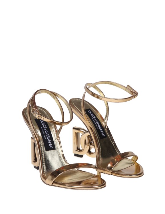 Shop Dolce & Gabbana Keira Sandals In Gold Color Mirror Leather