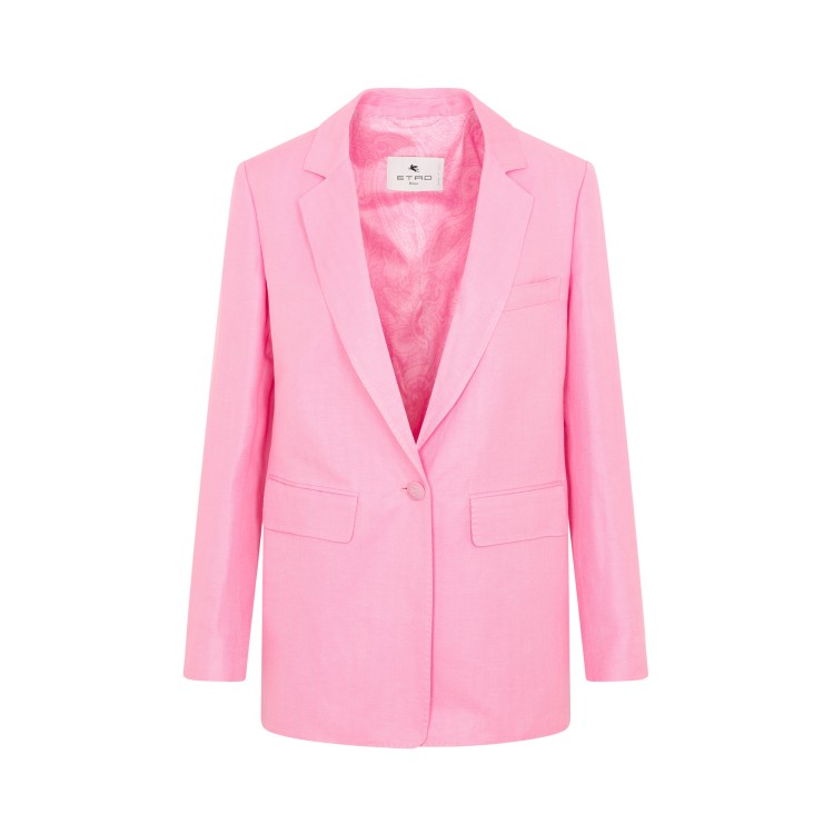 Shop Etro Pink Linen And Silk Fuji Jacket