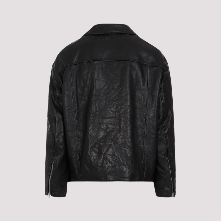Shop Acne Studios Black Lamb Leather Jacket