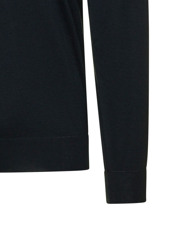 Shop Gaudenzi Dark Green Crewneck Sweater With Long Sleeves In Cashmere In Black