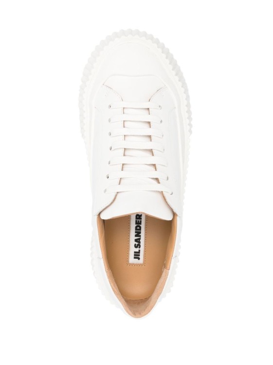 Shop Jil Sander Off-white Leather Sneakers