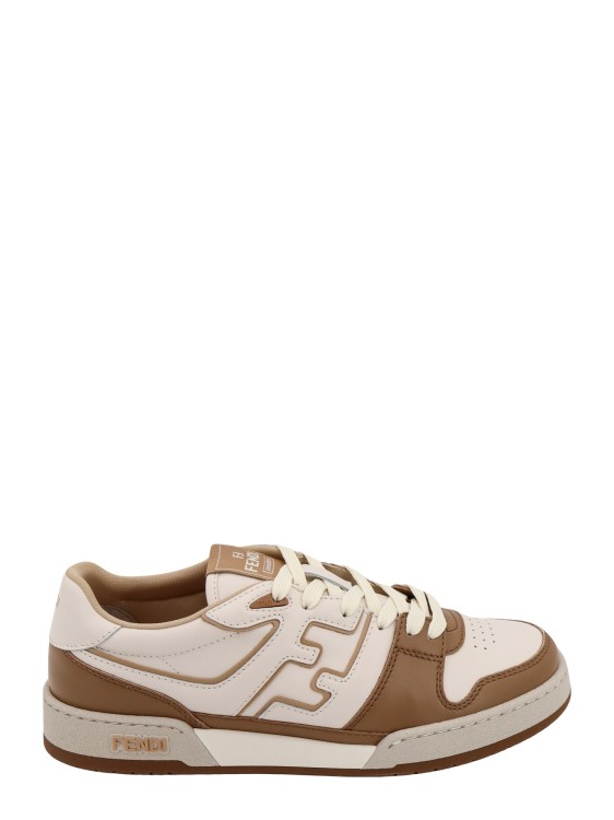Shop Fendi Leather Sneakers With Ff Lateral Logo In Brown