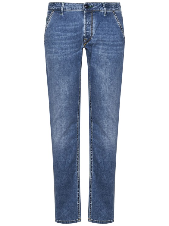Shop Handpicked Parma Jeans In Faded Blue Cotton Denim