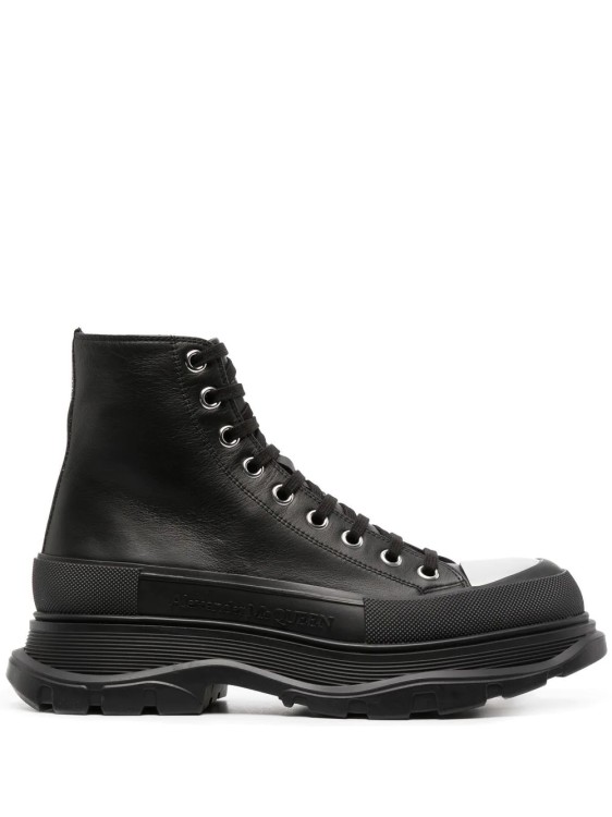Shop Alexander Mcqueen Black Tread Slick Chrome Boots