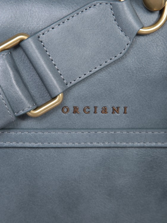 Shop Orciani Shoulder Strap Leather Bag In Grey